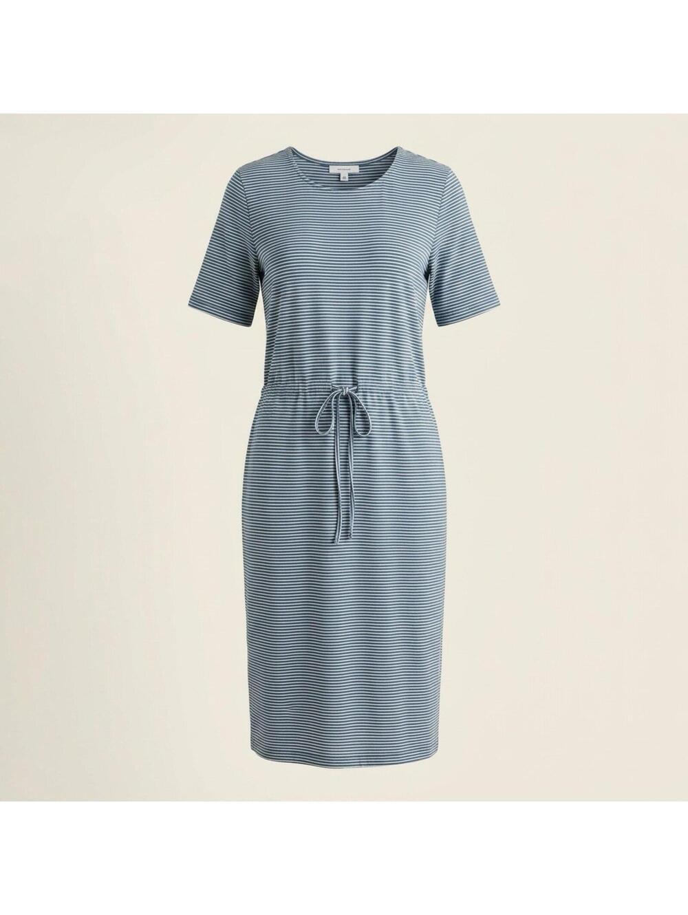 SWEET SALT Women’s Blue White Striped Midi Dress Sz M Nautical Coastal